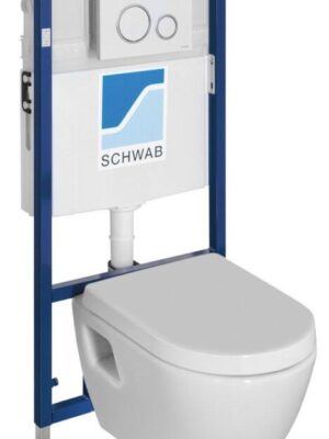 Závesné WC NERA s podomietkovou nádržkou a tlačidlom Schwab