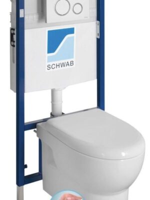 Závesné WC ABSOLUTE Rimless s podomietkovou nádržkou a tlačidlom Schwab