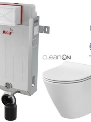 ALCADRAIN Renovmodul - predstenový inštalačný systém bez tlačidla + WC CERSANIT CLEANON CITY AM115/1000 X CI1