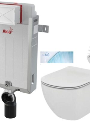 ALCADRAIN Renovmodul - predstenový inštalačný systém bez tlačidla + WC Ideal Standard Tesi so sedadlom SoftClose