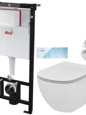 ALCADRAIN Alcadrain Sádromodul - predstenový inštalačný systém bez tlačidla + WC Ideal Standard Tesi so sedadlom SoftClose