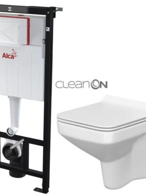 ALCADRAIN Alcadrain Sádromodul - predstenový inštalačný systém bez tlačidla + WC CERSANIT CLEANON COMO + SEDADLO AM101/1120 X CO1