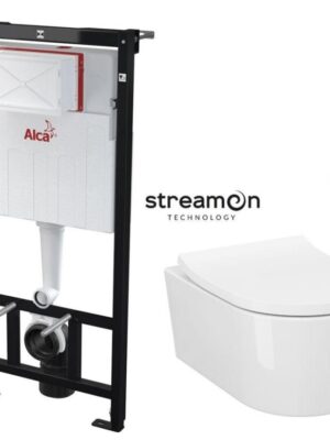 ALCADRAIN Alcadrain Sádromodul - predstenový inštalačný systém bez tlačidla + WC CERSANIT INVERTO + SEDADLO duraplastu SOFT-CLOSE AM101/1120 X IN1