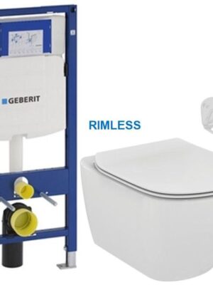 GEBERIT Duofix bez tlačidla + WC Ideal Standard Tesi se sedlem RIMLESS 111.300.00.5 TE2