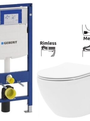 GEBERIT Duofix bez tlačidla + WC REA Carlo Flat Mini Rimlesss + SEDADLO 111.300.00.5 CF1