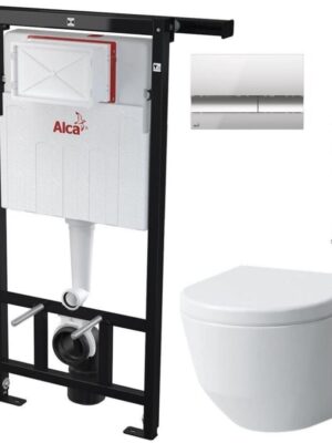 ALCADRAIN Alcadrain Jádromodul - predstenový inštalačný systém s chrómovým tlačidlom M1721 + WC LAUFEN PRO + SEDADLO AM102/1120 M1721 LP3