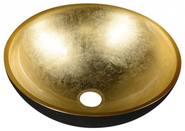SAPHO - MURANO BLACK-GOLD sklenené umývadlo na dosku SAPHO - MURANO BLACK-GOLD sklenené umývadlo na dosku