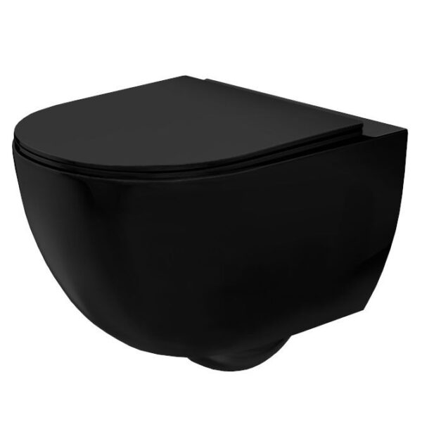 REA - Závesná WC misa vrátane sedátka RIMLESS Carlo Mini Slim čierna matná REA-C8489 REA - Závesná WC misa vrátane sedátka RIMLESS Carlo Mini Slim čierna matná REA-C8489