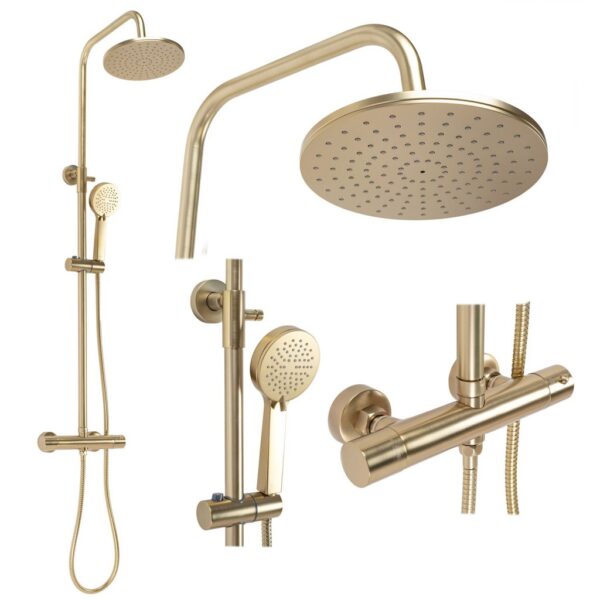 REA REA - Sprchový set s batériou 150mm s termostatom PAROT kartáčovaná zlatá REA-P2323 REA REA - Sprchový set s batériou 150mm s termostatom PAROT kartáčovaná zlatá REA-P2323