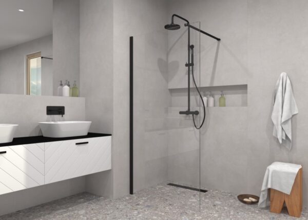 BESCO - Walk-in sprchovací kút ECO-N BLACK - FARBA rámu - Čierna BESCO - Walk-in sprchovací kút ECO-N BLACK - FARBA rámu - Čierna